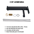 Torneira Banheiro Quadrada Monocomando Alta Preto Black