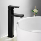 Torneira Banheiro Quadrada Monocomando Alta Preto Black