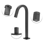 Torneira Banheiro Quadrada Preto Black Pratica Clean Alta
