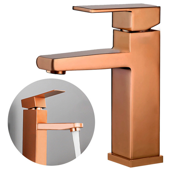 Torneira Banheiro Rose Luxo Monocomando Inox 304 Escovado