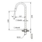 Torneira Bica Alta Banheiro Gold Dourado 1/4 De Volta Mvt24