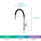 Torneira Bica Alta Espaçokb Ke-6879 Monocomando Preto