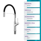 Torneira Bica Alta Espaçokb Ke-6879 Monocomando Preto