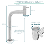Torneira Bica Alta Pia Banheiro Cromada 90 Graus 7/8 De Volta