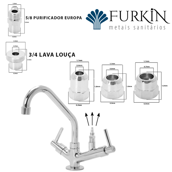 Torneira Bica Móvel Mesa Saída Purificador Kit Universal