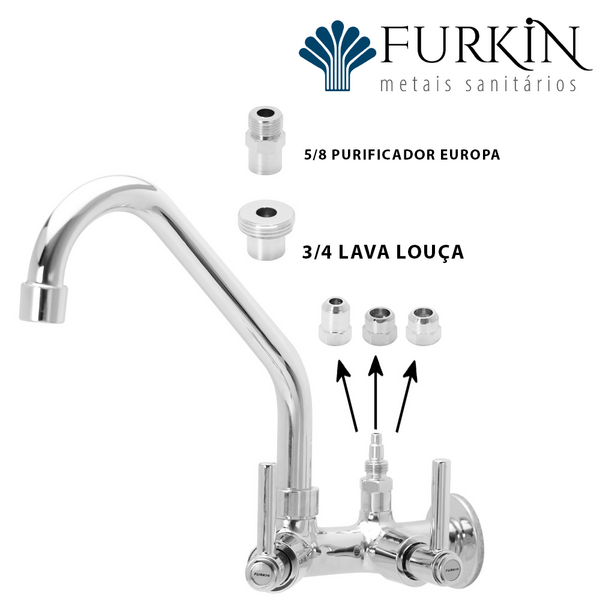 Torneira Bica Móvel Parede Saída Purificador Kit Universal