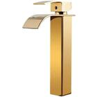 Torneira Cascata Alta Com Misturador Monocomando Dourada De B