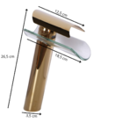 Torneira Cascata Alta Dourada Para Banheiro Monocomando