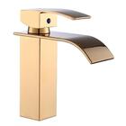 Torneira Cascata Baixa Com Misturador Monocomando Dourada De