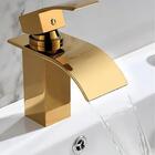 Torneira Cascata Baixa Com Misturador Monocomando Dourada De