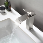 Torneira Cascata Baixa Misturador Monocomando Aço Escovado