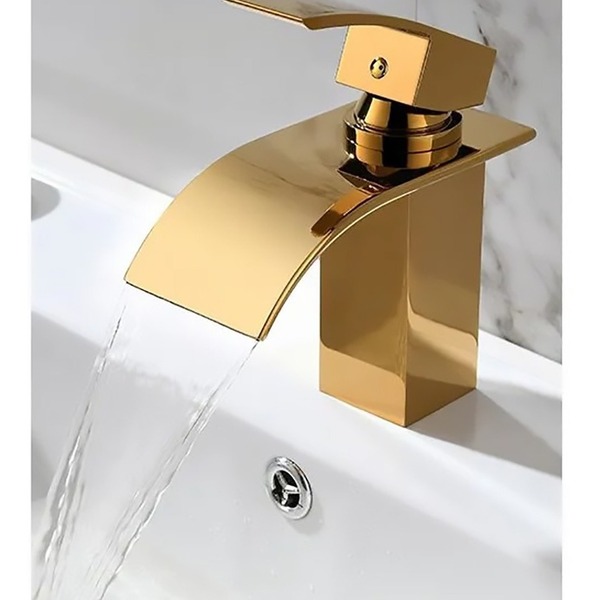 Torneira Cascata Banheiro Misturado Pia Baixa 103-04 Dourado