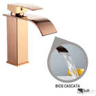 Torneira Cascata Banheiro Monocomando Baixa Quadrada Rose