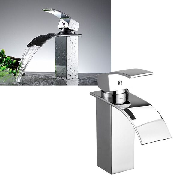 Torneira Cascata Banheiro Quadrada Monocomando Misturador Agu