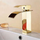Torneira Cascata Inox Monocomando Dourado Lavabo Luxo Banheir