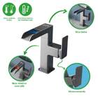 Torneira Cascata Monocomando Led Controle Temperatura Cinza