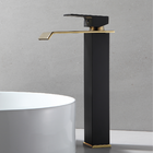 Torneira Cascata Preta Dourada Alta Misturador Monocomando