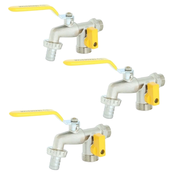 Torneira Com Duas Saídas Metal Para Jardim Quintal Tanque Com