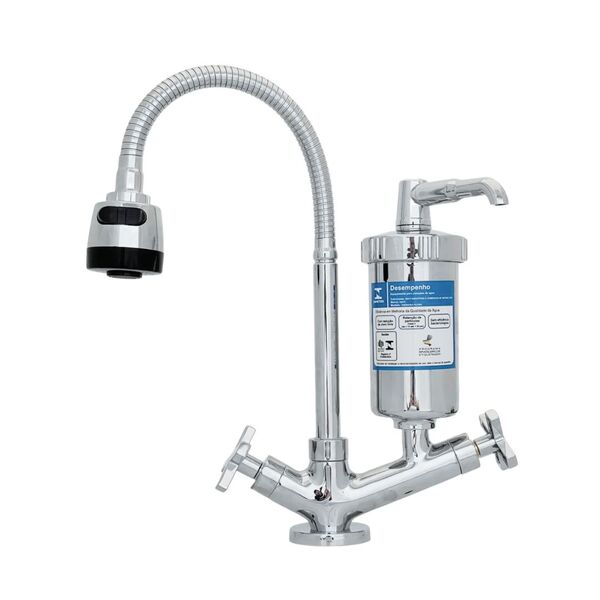 Torneira Com Filtro Cozinha Mesa Gourmet Bica Móvel 1/4 De Vo