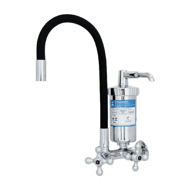 Torneira Com Filtro Cozinha Parede Silicone Bica Móvel 1/4 De