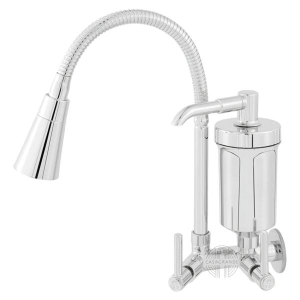 Torneira Com Filtro Gourmet Pia Cozinha De Parede Metal Cone