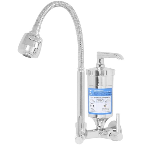 Torneira Com Filtro Gourmet Pia Cozinha De Parede Metal Inox