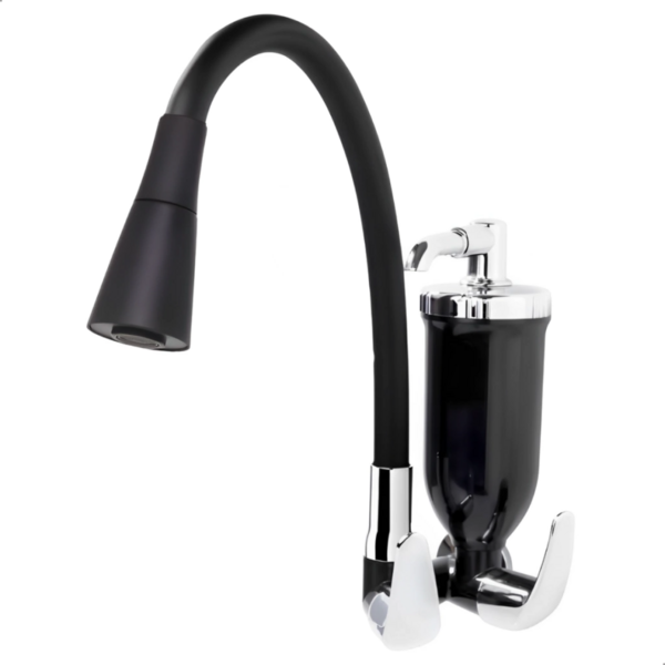 Torneira Com Filtro Parede Gourmet Flexível Preta Cozinha Em