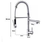 Torneira Cozinha 50cm Gourmet Monocomando De Aço Escovado Alt