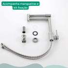 Torneira Cozinha Bancada Aço Inox Escovado Articulável Cromad