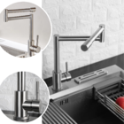 Torneira Cozinha Bancada Aço Inox Escovado Articulável Cromad