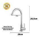 Torneira Cozinha Bancada Bica Movel Metal Cromado 1/4 de volt