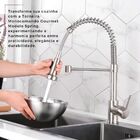 Torneira Cozinha Bancada Gourmet Mola Fléxivel Cromado Fosco