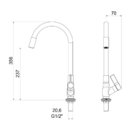 Torneira Cozinha Bica Movel 1173 Bm C36 Crom/preto Meber