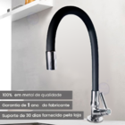 Torneira Cozinha Flexível C34 Preta Entrada Mesa Del Metais E