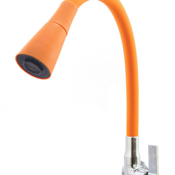 Torneira Cozinha Flexível Cone 2 Jatos Laranja Parede