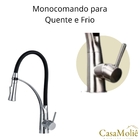 Torneira Cozinha Flexível Inox Preto C/ Monocomando
