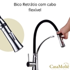 Torneira Cozinha Flexível Inox Preto C/ Monocomando