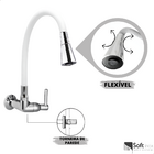 Torneira Cozinha Flexível Parede Cone 2 Jatos Branco/cromado