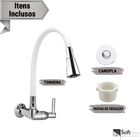Torneira Cozinha Flexível Parede Cone 2 Jatos Branco/cromado