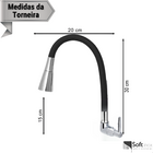 Torneira Cozinha Flexível Parede Cone Jato Duplo Preto/cromo