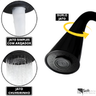 Torneira Cozinha Flexível Quadrada Bancada Cone Preto 2 Jatos