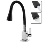 Torneira Cozinha Flexível Quadrada Bancada Cone Preto 2 Jatos