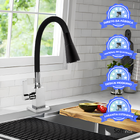 Torneira Cozinha Flexível Quadrada Bancada Cone Preto 2 Jatos