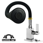 Torneira Cozinha Flexível Quadrada Bancada Cone Preto 2 Jatos