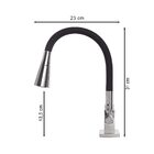 Torneira Cozinha Flexível Quadrada Bancada Cone Preto 2 Jatos