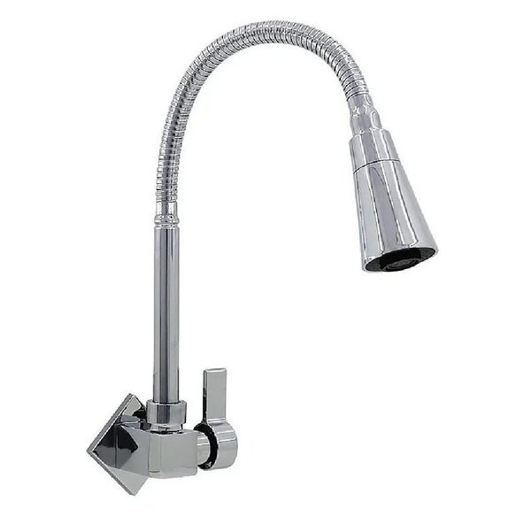 Torneira Cozinha Flexível Quadrada Parede Cone Cromado Exclus
