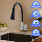 Torneira Cozinha Flexível Quadrada Parede Cone Preto 2 Jatos