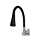 Torneira Cozinha Flexível Quadrada Parede Cone Preto 2 Jatos