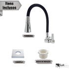 Torneira Cozinha Flexível Quadrada Parede Cone Preto/cromo