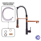 Torneira Cozinha Gourmet 50cm Monocomando Black E Rosé Gold